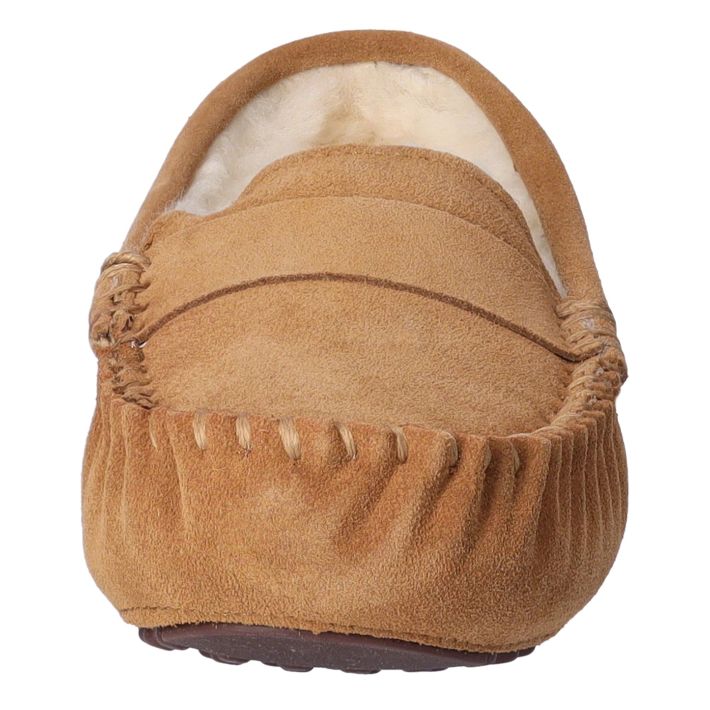 Heitmann Lammfell-Mokassin, Hüttenpatschen, Pantoffeln, Hausschuhe, camel/beige Gr. 37
