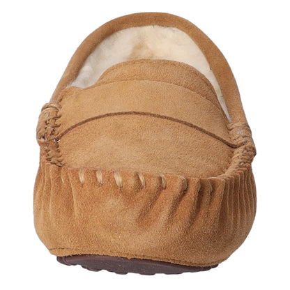 Heitmann Lammfell-Mokassin, Hüttenpatschen, Pantoffeln, Hausschuhe, camel/beige Gr. 37