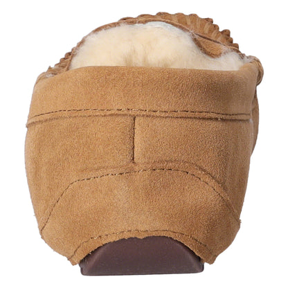 Heitmann Lammfell-Mokassin, Hüttenpatschen, Pantoffeln, Hausschuhe, camel/beige Gr. 37