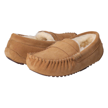 Heitmann Lammfell-Mokassin, Hüttenpatschen, Pantoffeln, Hausschuhe, camel/beige Gr. 37