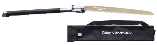 Silky Katanaboy 550 mm Klappsäge – grobe 5 ZpZ Japan-Zugsäge + Tragetasche, 55 cm Blatt, faltet sicher, sägt 25 cm Stämme, leise Alternative zur Motorsäge Wegepflege, Feuerholz, Bushcraft, Survival & Abenteuer!