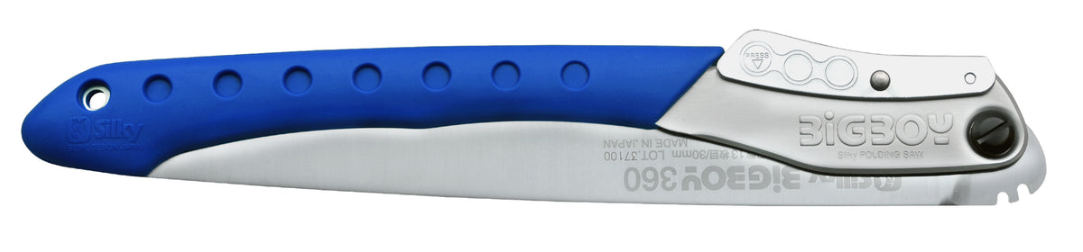 SILKY BIGBOY 360-13 – japanische Allround-Klappsäge, 360 mm Blatt, 13 ZpZ (fein/blau) mit Mirai-Me Technologie – saubere Zugschnitte ohne Nachschärfen, ideal für Weichholz