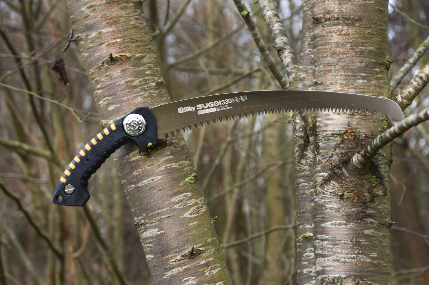 SILKY Profi-Baumsäge Sugoi 330 mm | 6,5 Zähne/30 mm grob | Mirai-Me Verzahnung nachschärfbar | gebogenes Sägeblatt | ergonomischer Gummigriff | präzise Schnitte in engen Astgabeln