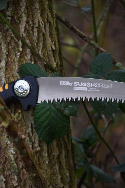 SILKY Profi-Baumsäge Sugoi 420 mm | gebogenes Sägeblatt, 6,5 Zähne/30 mm grob | Mirai-Me Verzahnung nachschärfbar | ergonomischer Gummigriff | präzise Zugsäge für Baumpflege