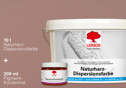 LEINOS Set Wandfarbe - Naturharz-Dispersionsfarbe 660 + Pigment-Konzentrat 668