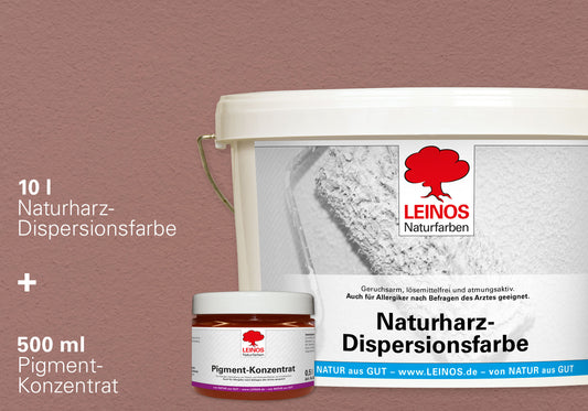 LEINOS Set Wandfarbe - Naturharz-Dispersionsfarbe 660 + Pigment-Konzentrat 668