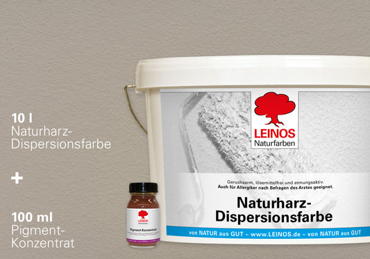 LEINOS Set Wandfarbe - Naturharz-Dispersionsfarbe 660 + Pigment-Konzentrat 668