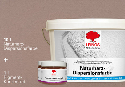 LEINOS Set Wandfarbe - Naturharz-Dispersionsfarbe 660 + Pigment-Konzentrat 668