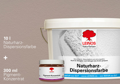 LEINOS Set Wandfarbe - Naturharz-Dispersionsfarbe 660 + Pigment-Konzentrat 668