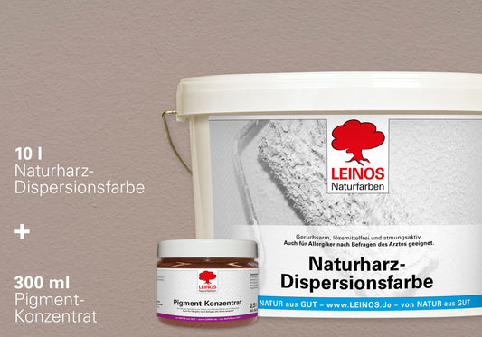 LEINOS Set Wandfarbe - Naturharz-Dispersionsfarbe 660 + Pigment-Konzentrat 668