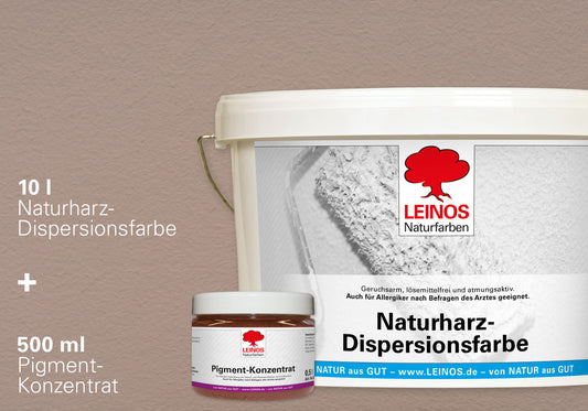 LEINOS Set Wandfarbe - Naturharz-Dispersionsfarbe 660 + Pigment-Konzentrat 668