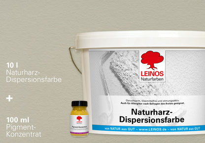 LEINOS Set Wandfarbe - Naturharz-Dispersionsfarbe 660 + Pigment-Konzentrat 668