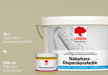 LEINOS Set Wandfarbe - Naturharz-Dispersionsfarbe 660 + Pigment-Konzentrat 668