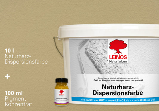 LEINOS Set Wandfarbe - Naturharz-Dispersionsfarbe 660 + Pigment-Konzentrat 668