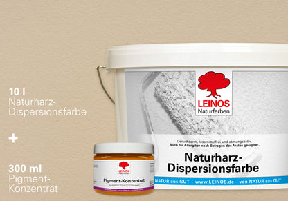 LEINOS Set Wandfarbe - Naturharz-Dispersionsfarbe 660 + Pigment-Konzentrat 668