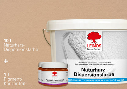 LEINOS Set Wandfarbe - Naturharz-Dispersionsfarbe 660 + Pigment-Konzentrat 668