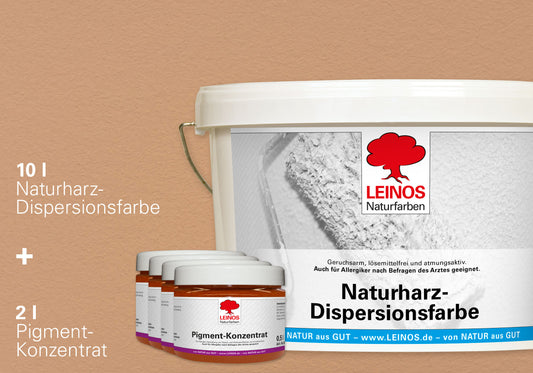 LEINOS Set Wandfarbe - Naturharz-Dispersionsfarbe 660 + Pigment-Konzentrat 668