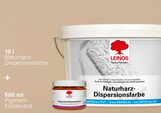 LEINOS Set Wandfarbe - Naturharz-Dispersionsfarbe 660 + Pigment-Konzentrat 668