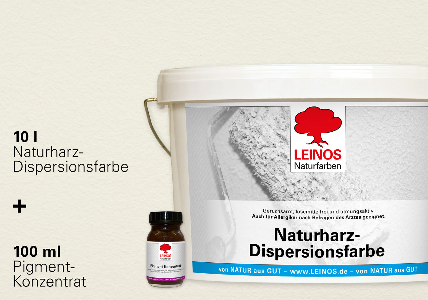 LEINOS Set Wandfarbe - Naturharz-Dispersionsfarbe 660 + Pigment-Konzentrat 668