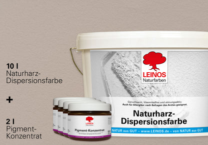 LEINOS Set Wandfarbe - Naturharz-Dispersionsfarbe 660 + Pigment-Konzentrat 668