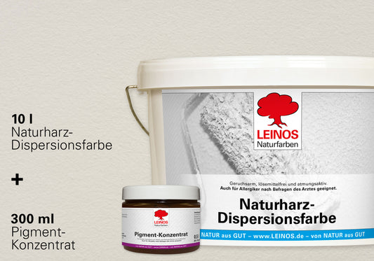 LEINOS Set Wandfarbe - Naturharz-Dispersionsfarbe 660 + Pigment-Konzentrat 668