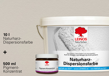 LEINOS Set Wandfarbe - Naturharz-Dispersionsfarbe 660 + Pigment-Konzentrat 668