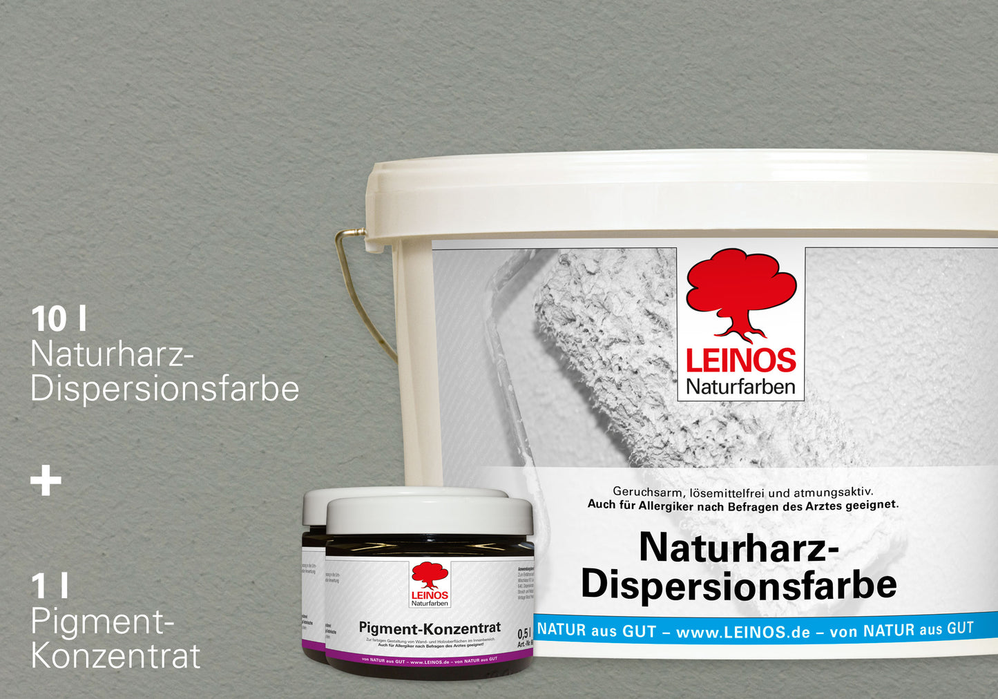 LEINOS Set Wandfarbe - Naturharz-Dispersionsfarbe 660 + Pigment-Konzentrat 668