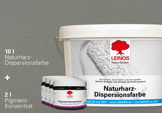 LEINOS Set Wandfarbe - Naturharz-Dispersionsfarbe 660 + Pigment-Konzentrat 668