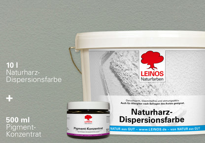 LEINOS Set Wandfarbe - Naturharz-Dispersionsfarbe 660 + Pigment-Konzentrat 668