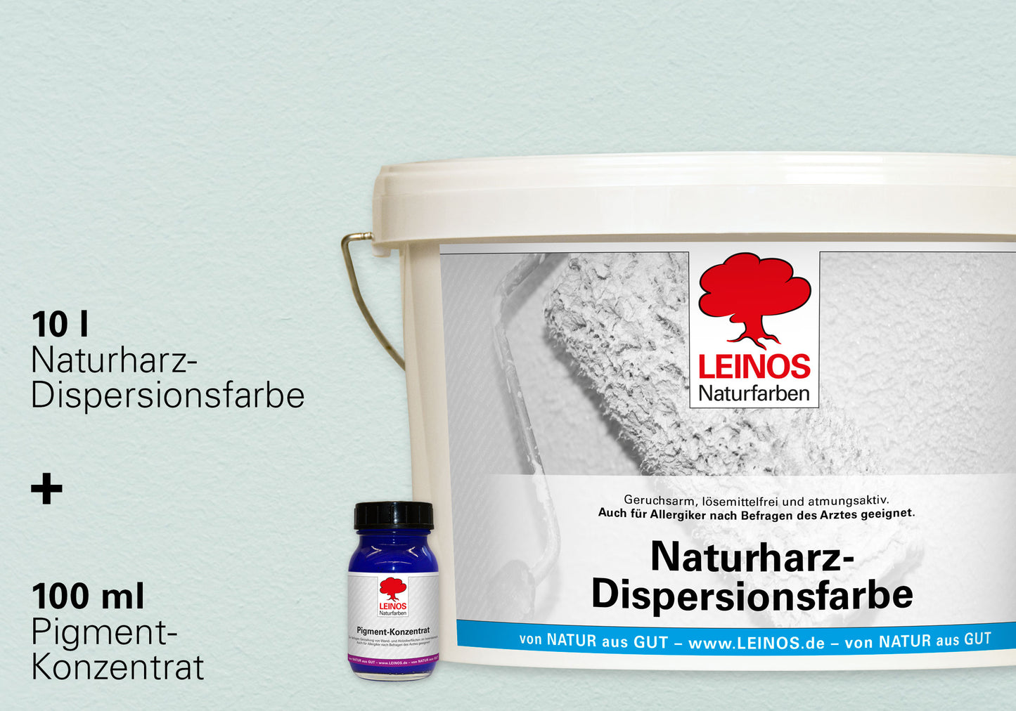 LEINOS Set Wandfarbe - Naturharz-Dispersionsfarbe 660 + Pigment-Konzentrat 668