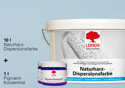 LEINOS Set Wandfarbe - Naturharz-Dispersionsfarbe 660 + Pigment-Konzentrat 668