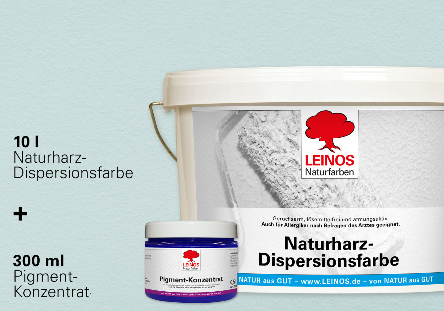 LEINOS Set Wandfarbe - Naturharz-Dispersionsfarbe 660 + Pigment-Konzentrat 668