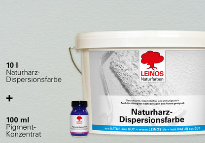 LEINOS Set Wandfarbe - Naturharz-Dispersionsfarbe 660 + Pigment-Konzentrat 668