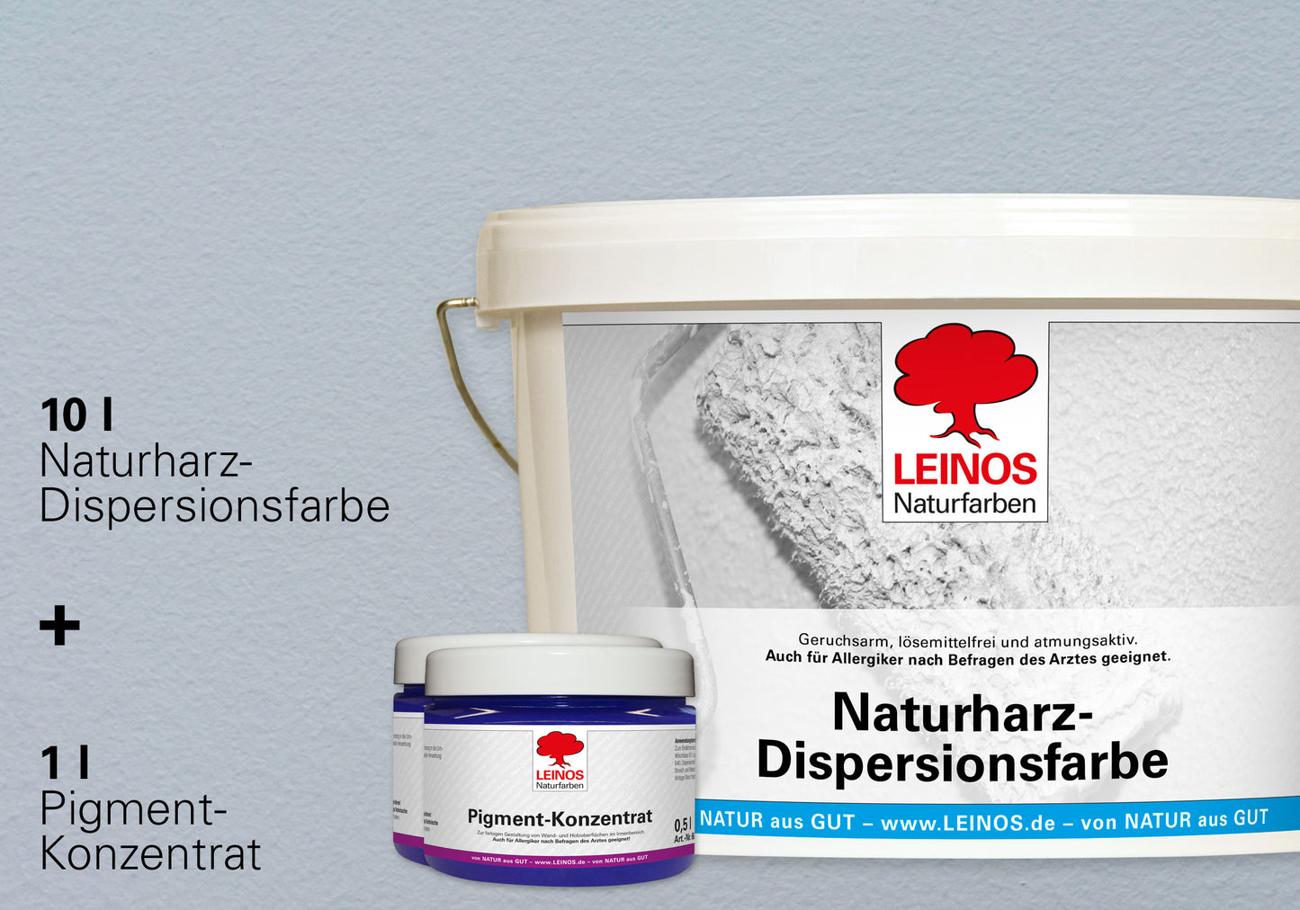 LEINOS Set Wandfarbe - Naturharz-Dispersionsfarbe 660 + Pigment-Konzentrat 668