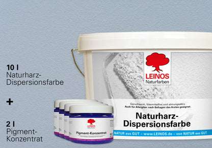 LEINOS Set Wandfarbe - Naturharz-Dispersionsfarbe 660 + Pigment-Konzentrat 668