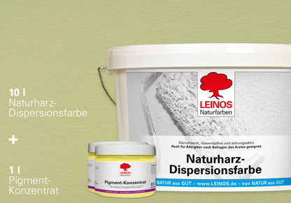 LEINOS Set Wandfarbe - Naturharz-Dispersionsfarbe 660 + Pigment-Konzentrat 668