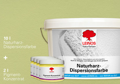 LEINOS Set Wandfarbe - Naturharz-Dispersionsfarbe 660 + Pigment-Konzentrat 668