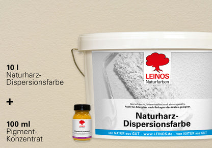 LEINOS Set Wandfarbe - Naturharz-Dispersionsfarbe 660 + Pigment-Konzentrat 668