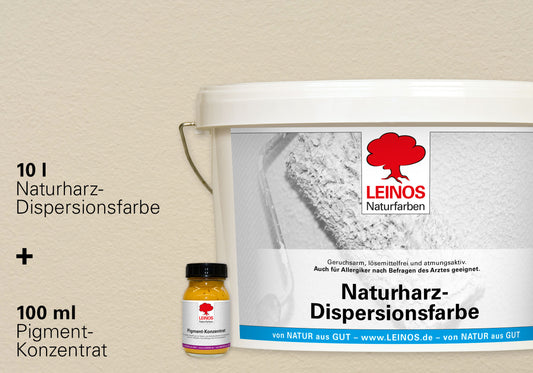 LEINOS Set Wandfarbe - Naturharz-Dispersionsfarbe 660 + Pigment-Konzentrat 668