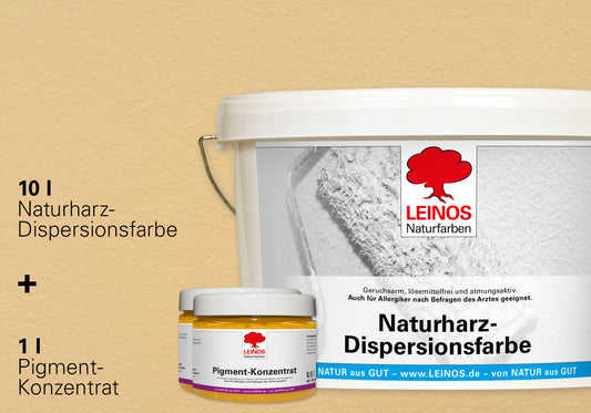 LEINOS Set Wandfarbe - Naturharz-Dispersionsfarbe 660 + Pigment-Konzentrat 668