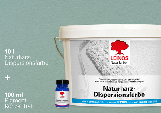 LEINOS Set Wandfarbe - Naturharz-Dispersionsfarbe 660 + Pigment-Konzentrat 668