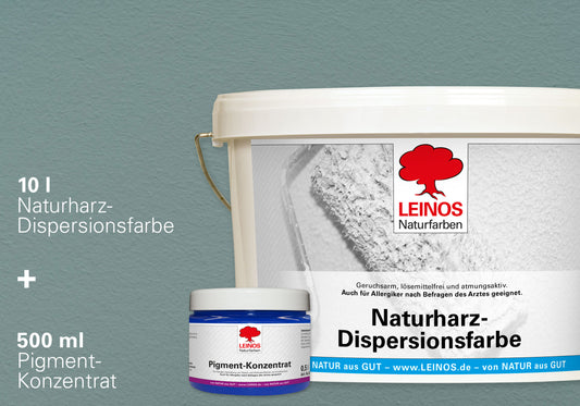 LEINOS Set Wandfarbe - Naturharz-Dispersionsfarbe 660 + Pigment-Konzentrat 668