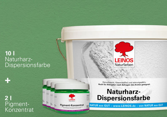 LEINOS Set Wandfarbe - Naturharz-Dispersionsfarbe 660 + Pigment-Konzentrat 668