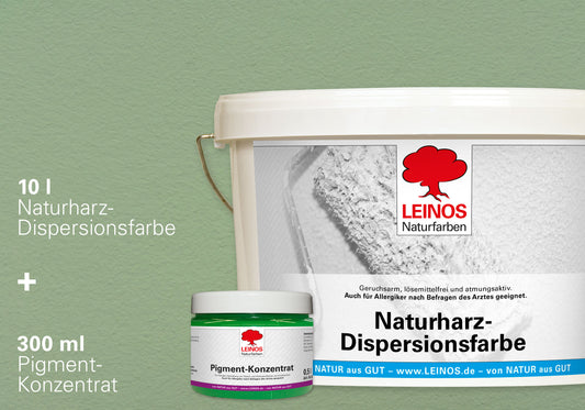 LEINOS Set Wandfarbe - Naturharz-Dispersionsfarbe 660 + Pigment-Konzentrat 668