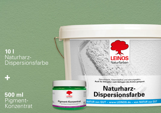 LEINOS Set Wandfarbe - Naturharz-Dispersionsfarbe 660 + Pigment-Konzentrat 668