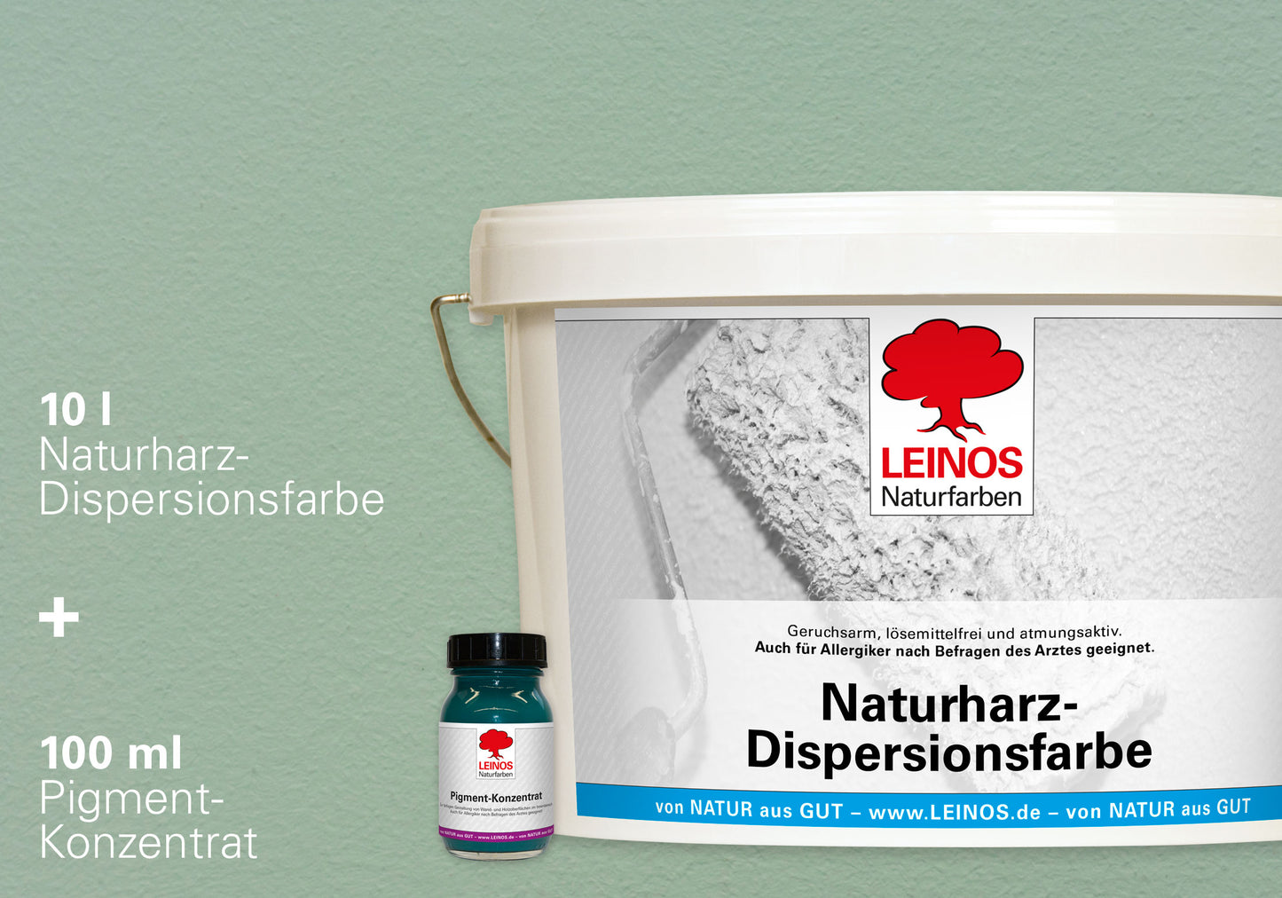 LEINOS Set Wandfarbe - Naturharz-Dispersionsfarbe 660 + Pigment-Konzentrat 668