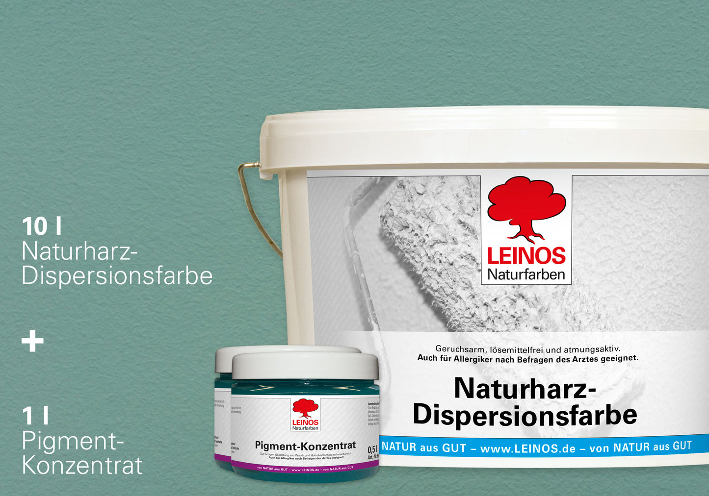 LEINOS Set Wandfarbe - Naturharz-Dispersionsfarbe 660 + Pigment-Konzentrat 668