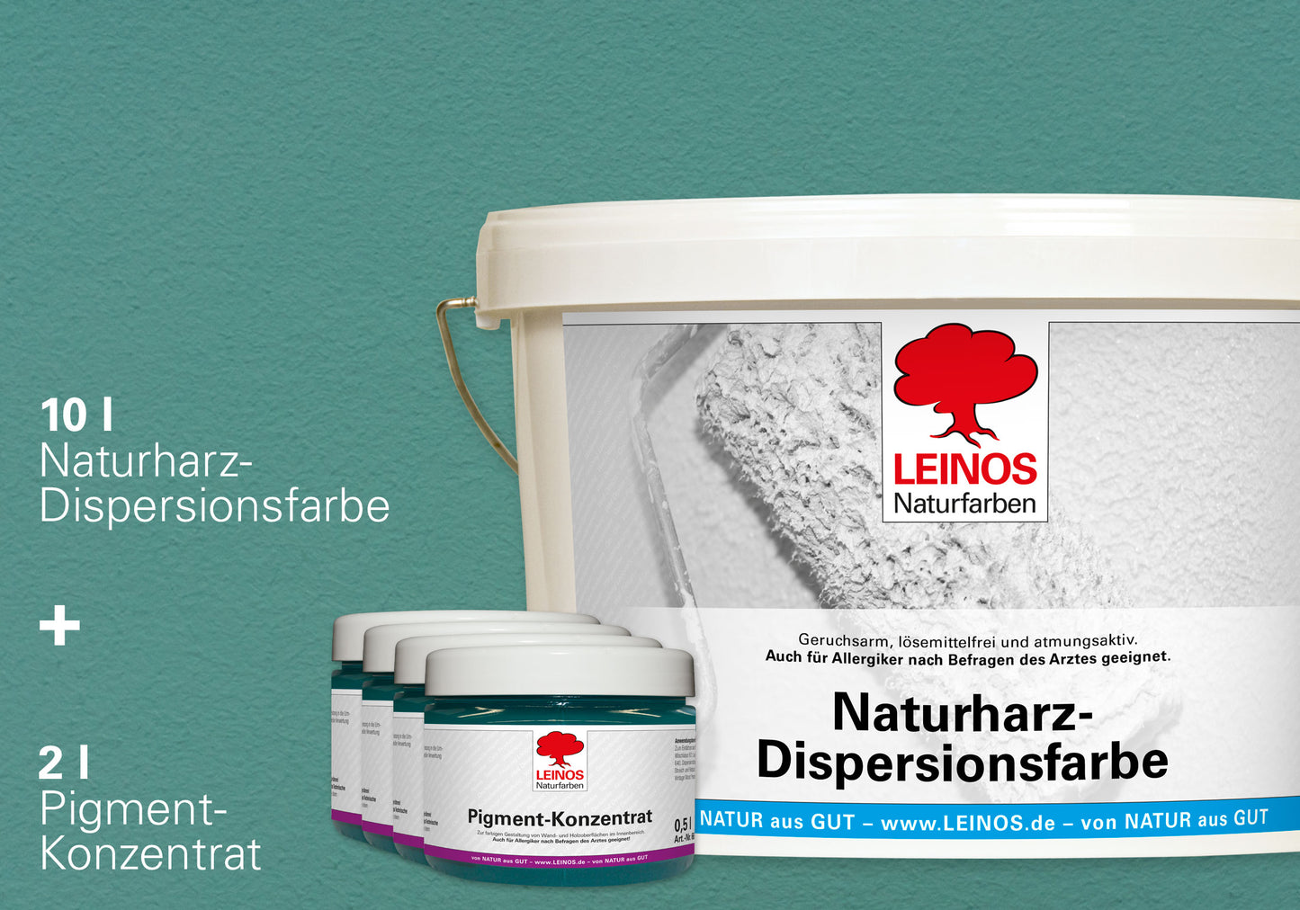 LEINOS Set Wandfarbe - Naturharz-Dispersionsfarbe 660 + Pigment-Konzentrat 668