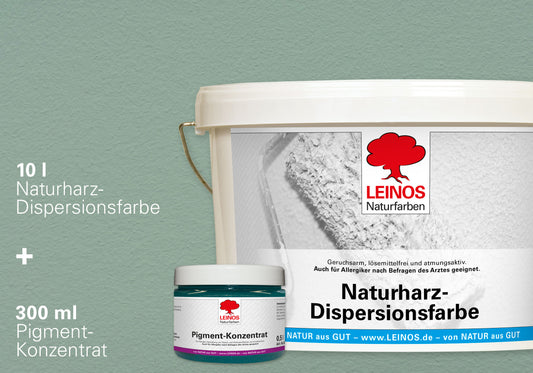 LEINOS Set Wandfarbe - Naturharz-Dispersionsfarbe 660 + Pigment-Konzentrat 668