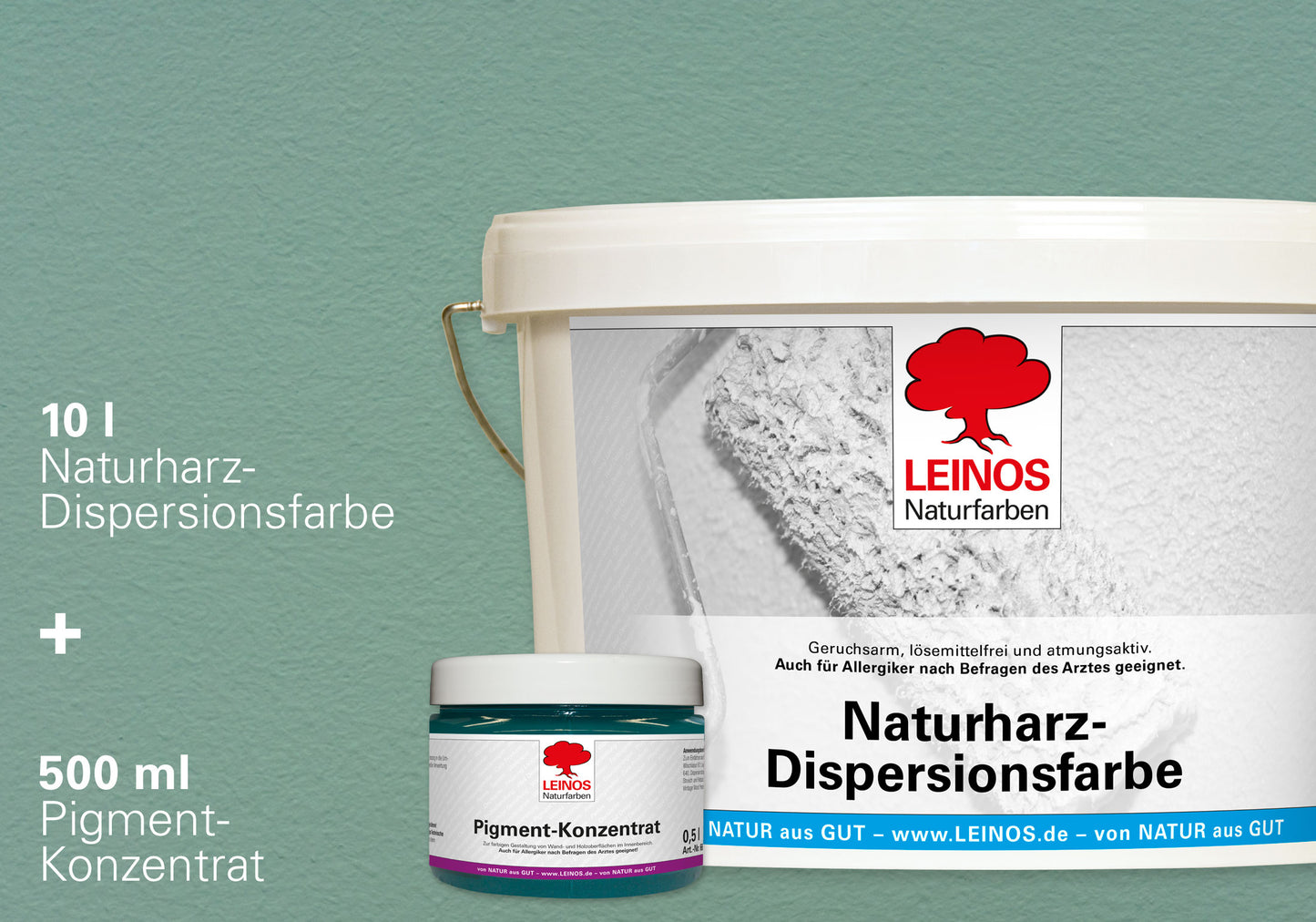 LEINOS Set Wandfarbe - Naturharz-Dispersionsfarbe 660 + Pigment-Konzentrat 668